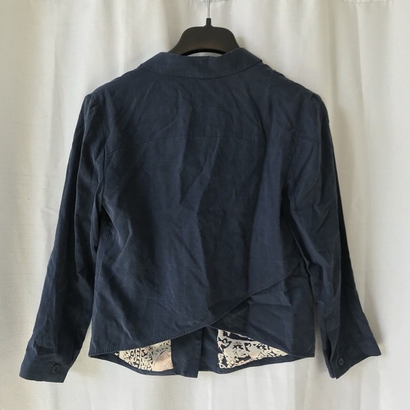Anthropologie cartonnier blazer Size 4 Asymmetrical Navy Preppy - Picture 9 of 13